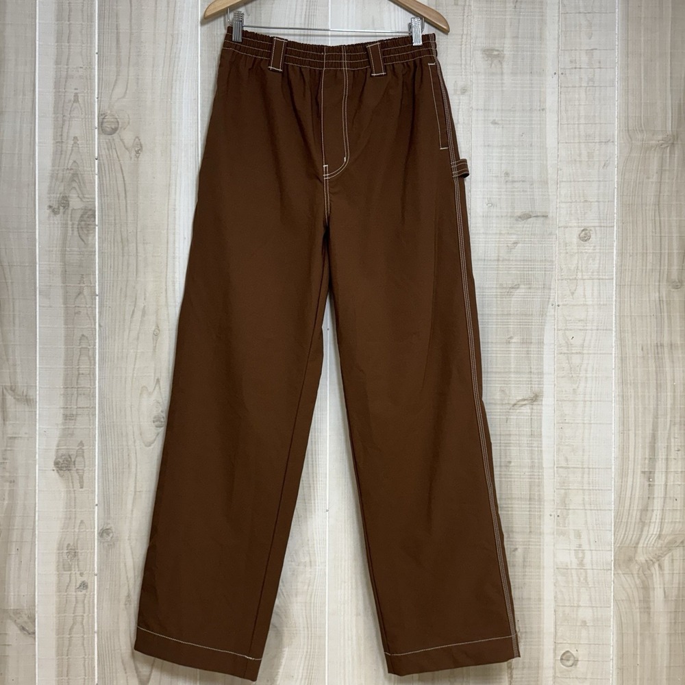 Urban Outfitters Women's Brown Cargo Pants M Elastic Waist Utility Straight Leg